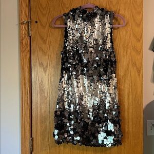 Nasty Gal Black and Silver Sequin Mini Dress